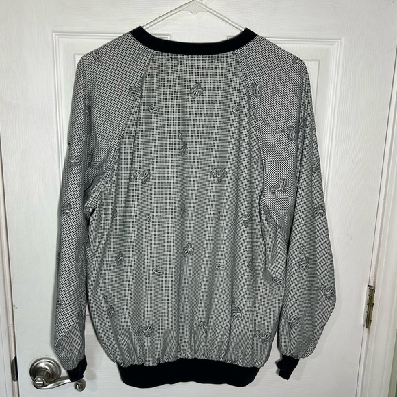 Slazenger Vintage Paisley V-Neck Golf Pullover Windbreaker Black White Medium - Picture 9 of 13